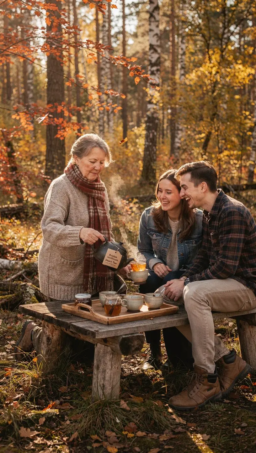 Reiši grybų arbata, supakuota elegantiškame maišelyje su širdies simboliu.