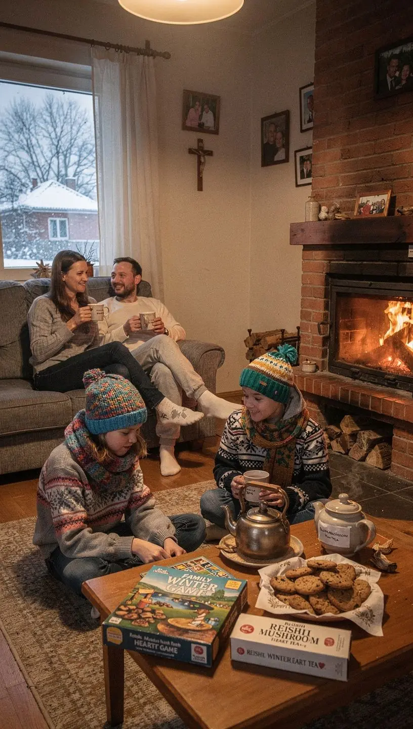Reiši grybų arbata, supakuota elegantiškame maišelyje, skirta širdies sveikatai.